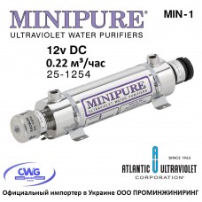 MINIPURE  MIN-1 25-1254 (12vDC, Q=0,22 м³/час, D=1/4" NPT) система уф обеззараживания воды