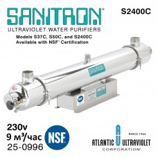 Sanitron S2400C: NSF/ANSI 25-0996 (230vAC, Q=9м³/час, D=2" NPT) система уф обеззараживания воды